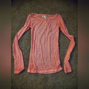Aeropostale Light Coral Sheer Long Sleeve